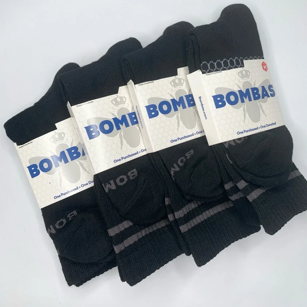 Bombas Black and Gray Athletic Socks